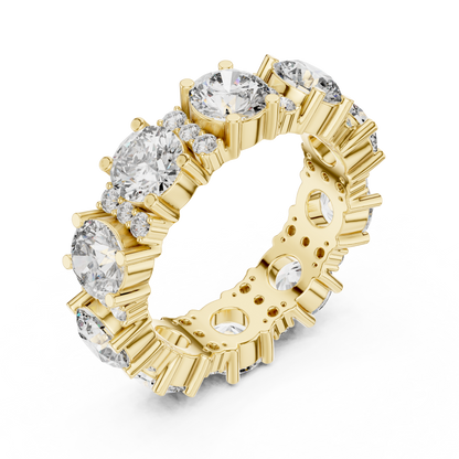 Round Cut Lab Grown Diamond Ring in Yellow Gold