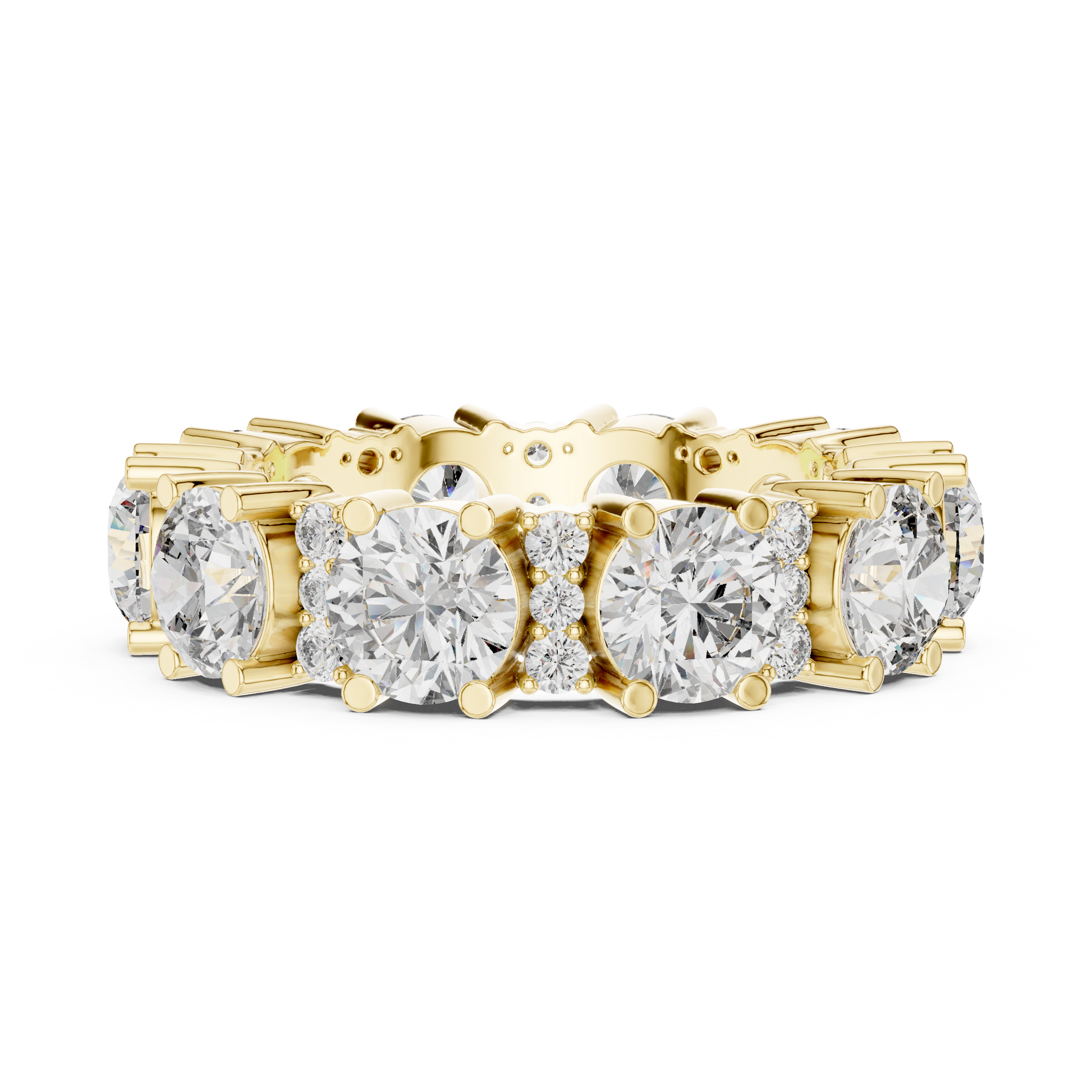 Round Cut Lab Grown Diamond Ring in Yellow Gold