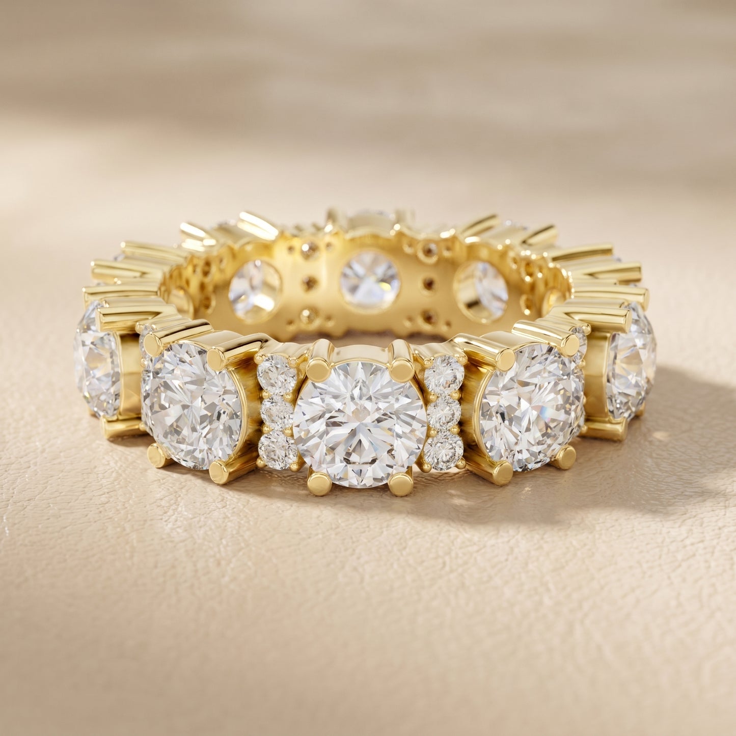 Round Cut Lab Grown Diamond Ring in Yellow Gold