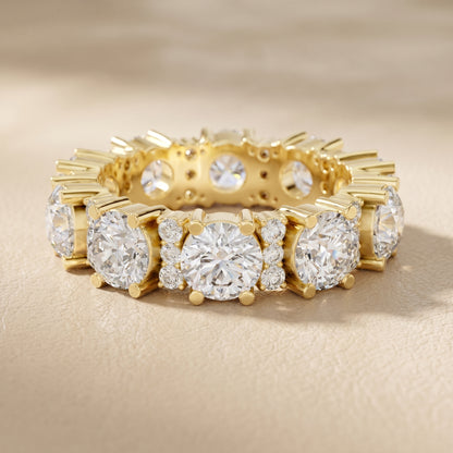 Round Cut Lab Grown Diamond Ring in Yellow Gold
