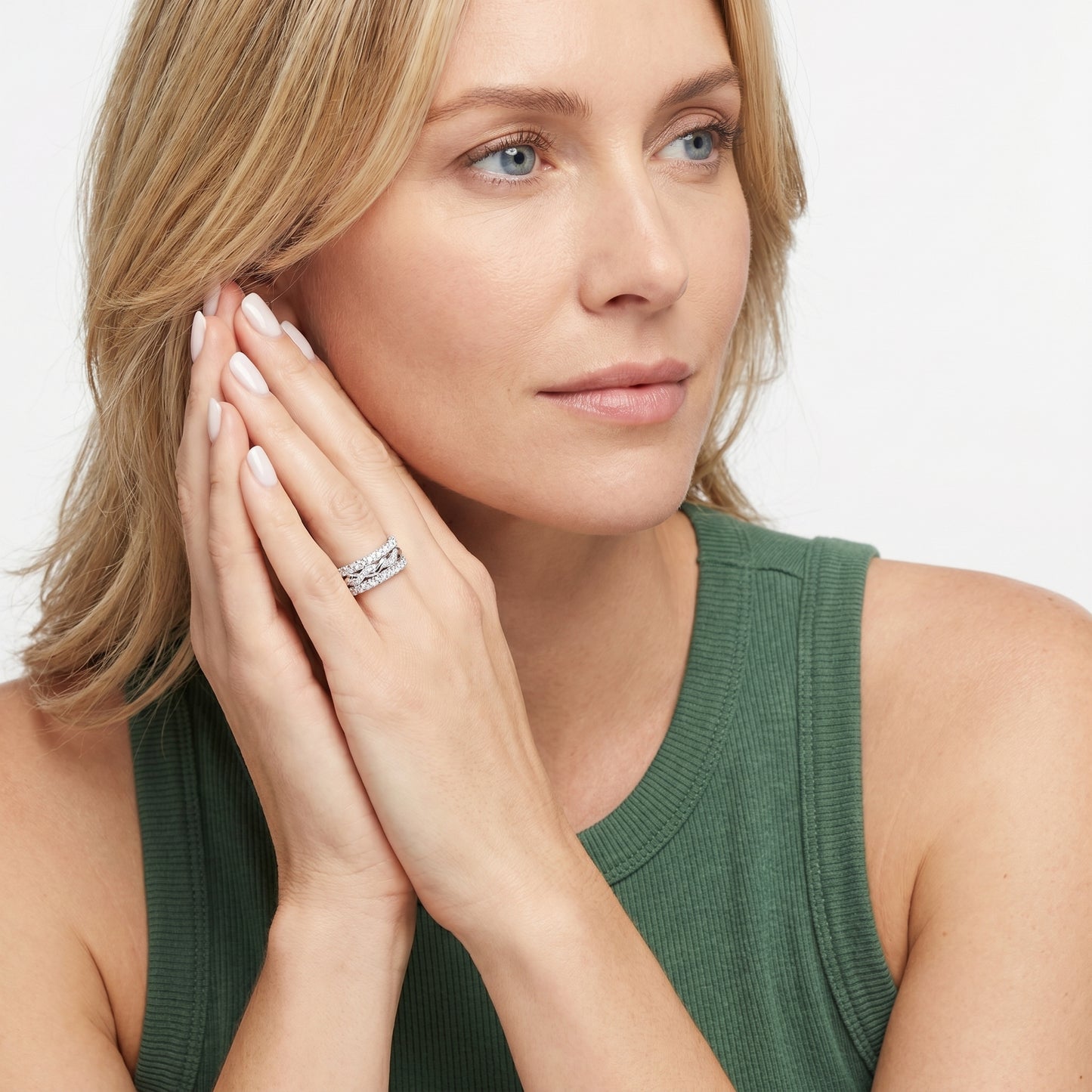 Round Cut Lab Grown Diamond Ring in White Gold