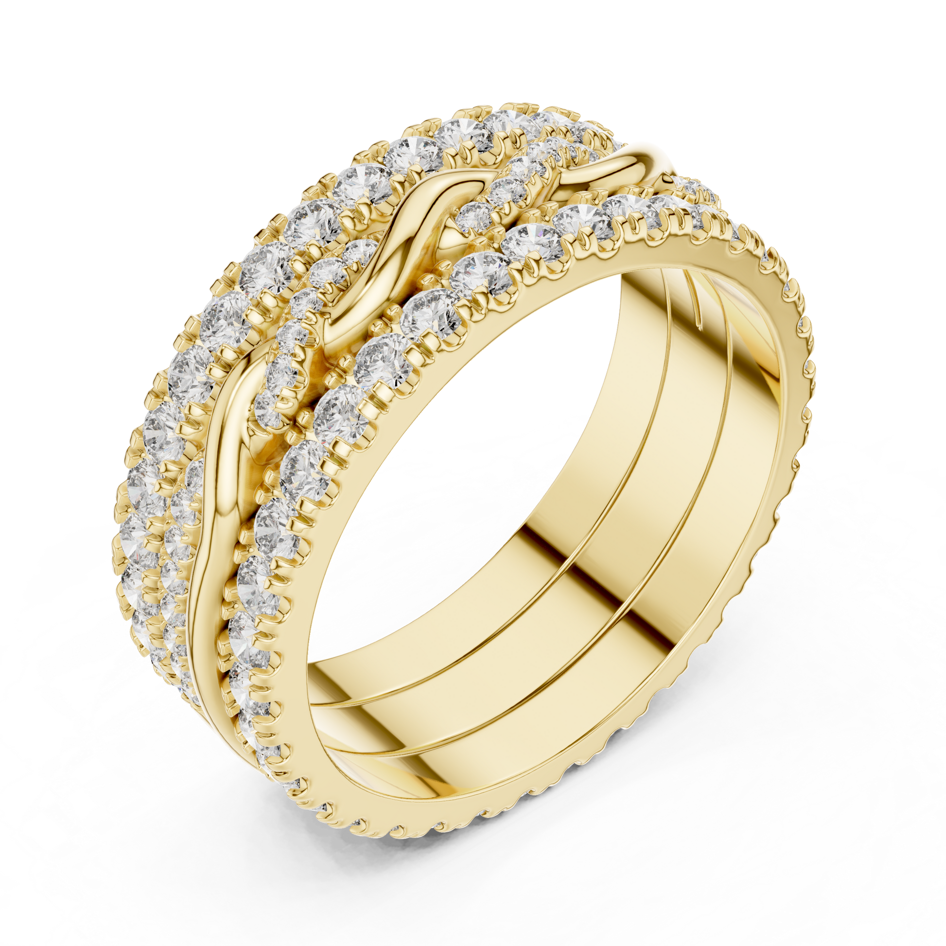 Round Cut Lab Grown Diamond Ring in Yellow Gold