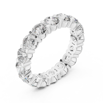 Round Cut Lab Grown Diamond Ring in Silver