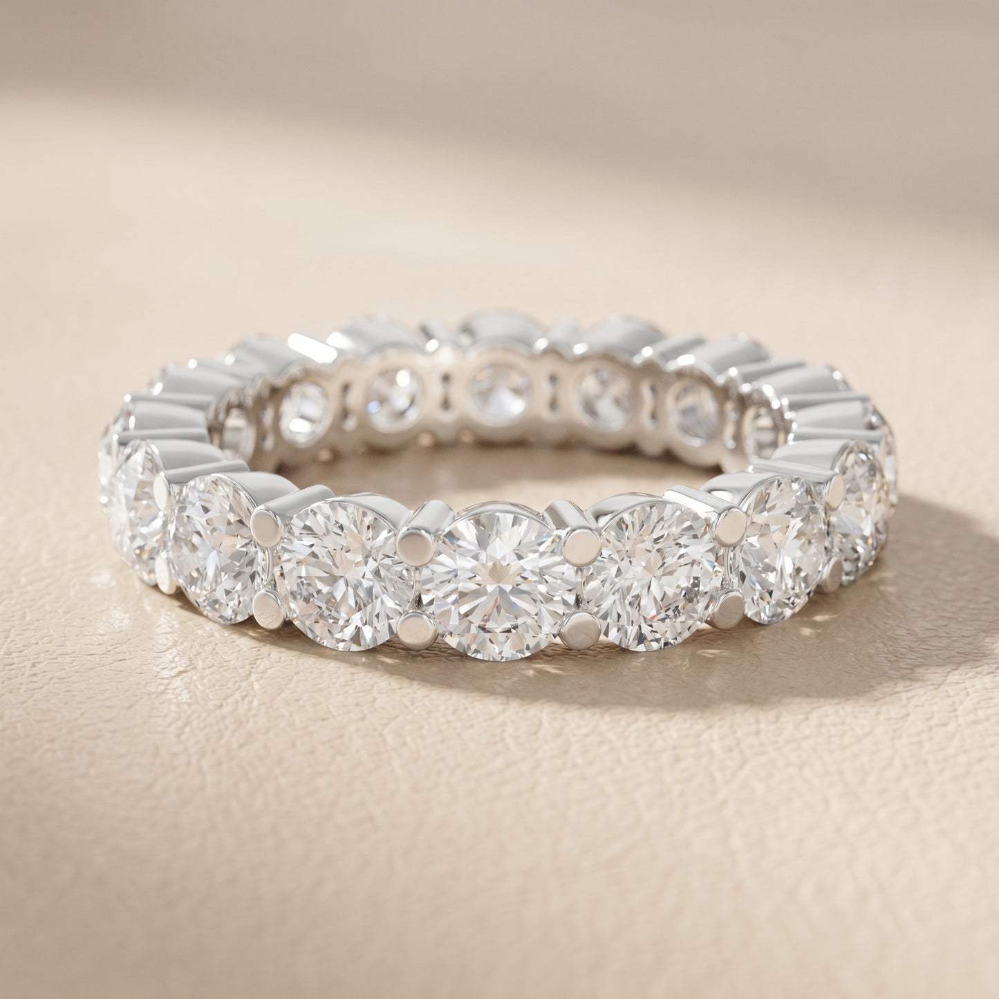 Round Cut Lab Grown Diamond Ring in Silver