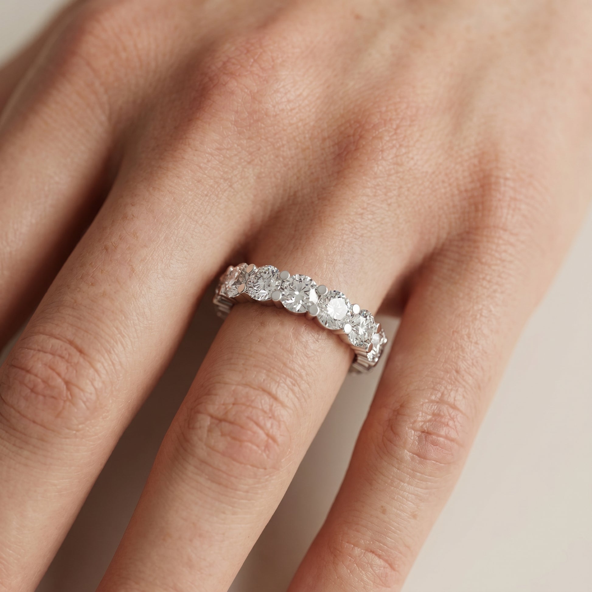 Round Cut Lab Grown Diamond Ring in White Gold