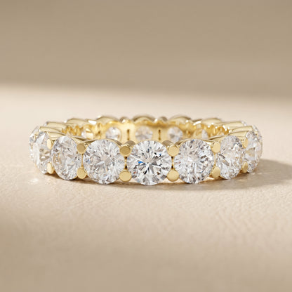 Round Cut Lab Grown Diamond Ring in Yellow Gold