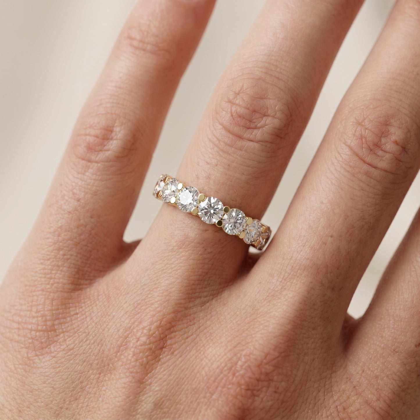 Round Cut Lab Grown Diamond Ring in Yellow Gold