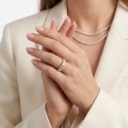 Round Cut Lab Grown Diamond Ring in Yellow Gold