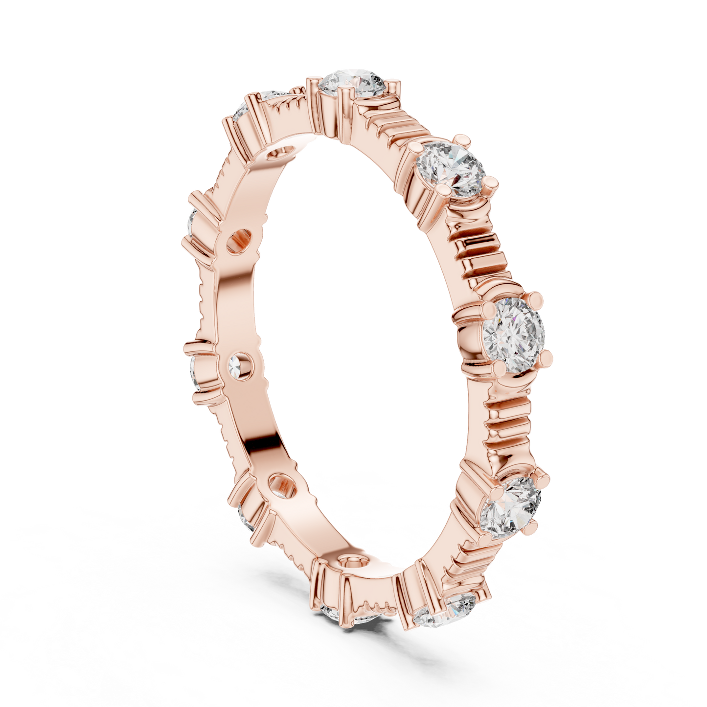 Round Cut Lab Grown Diamond Ring in Rose Gold