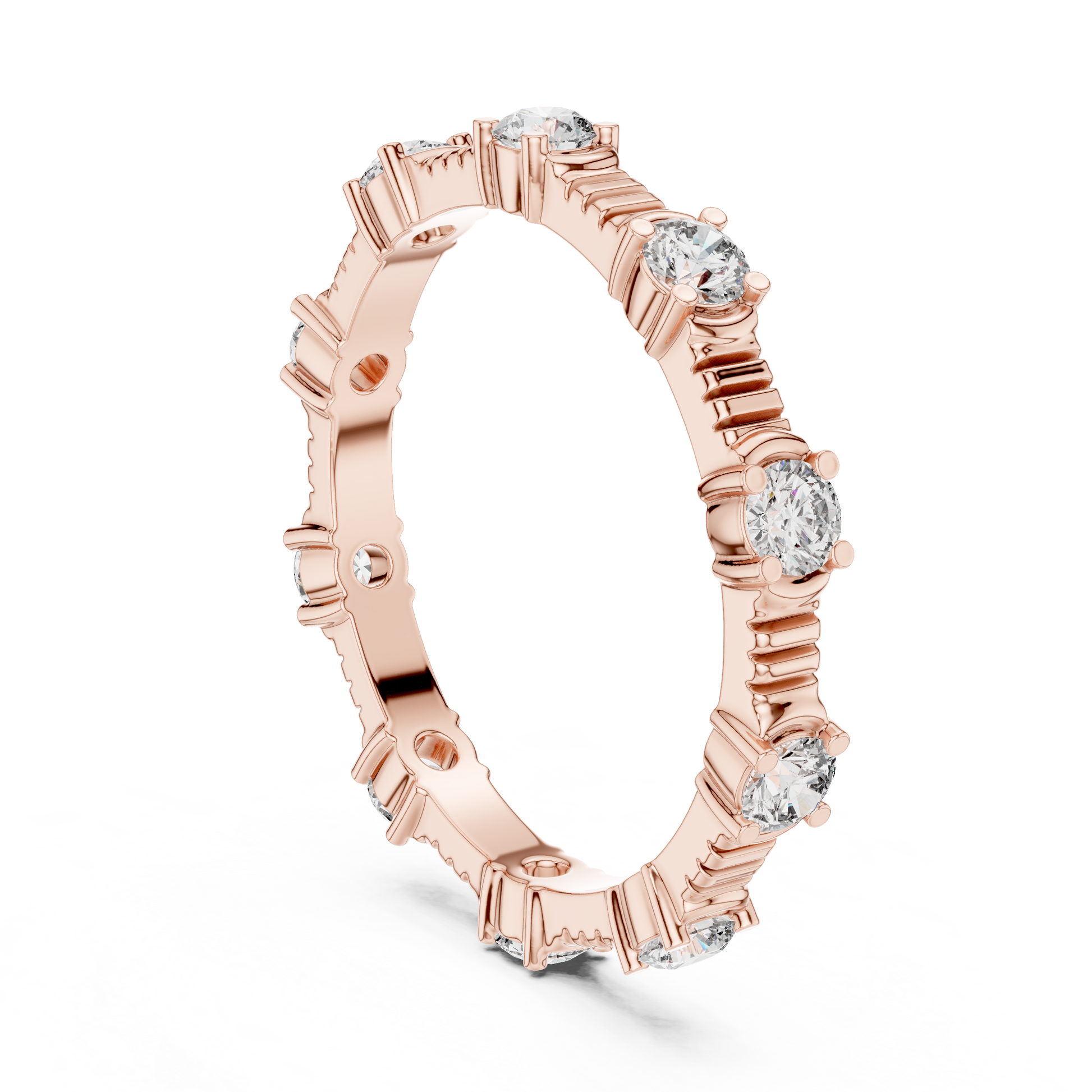 Round Cut Lab Grown Diamond Ring in Rose Gold