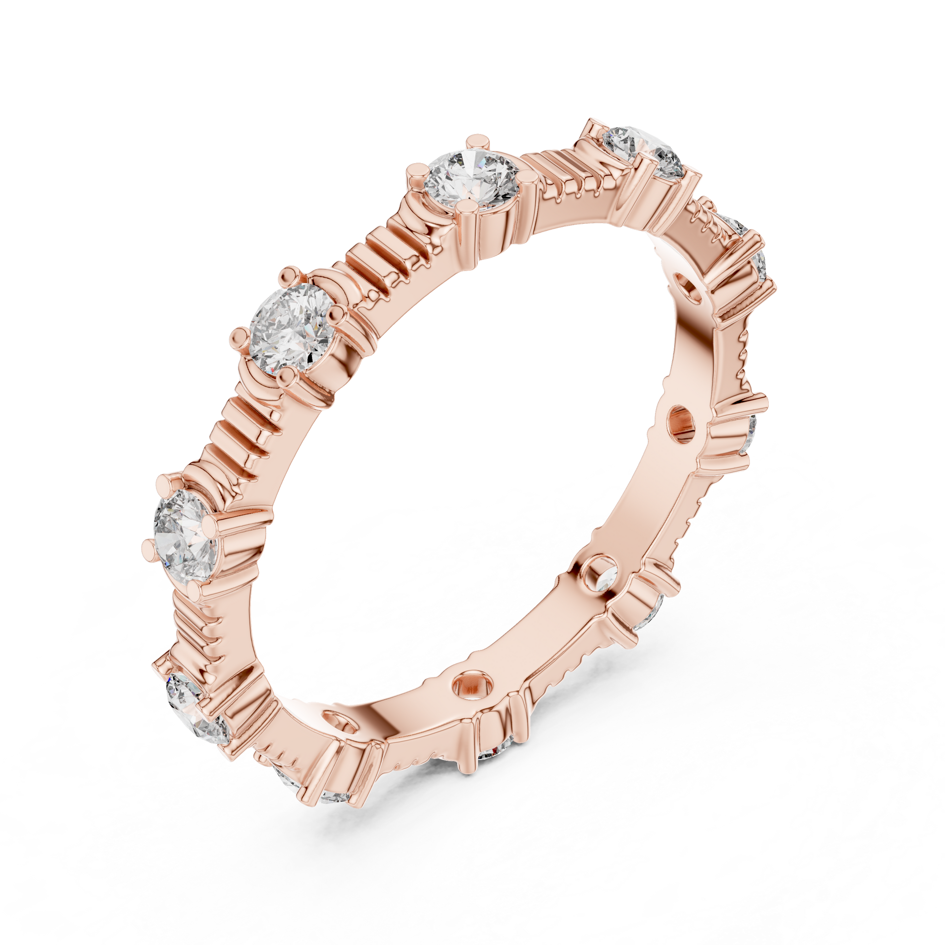 Round Cut Lab Grown Diamond Ring in Rose Gold