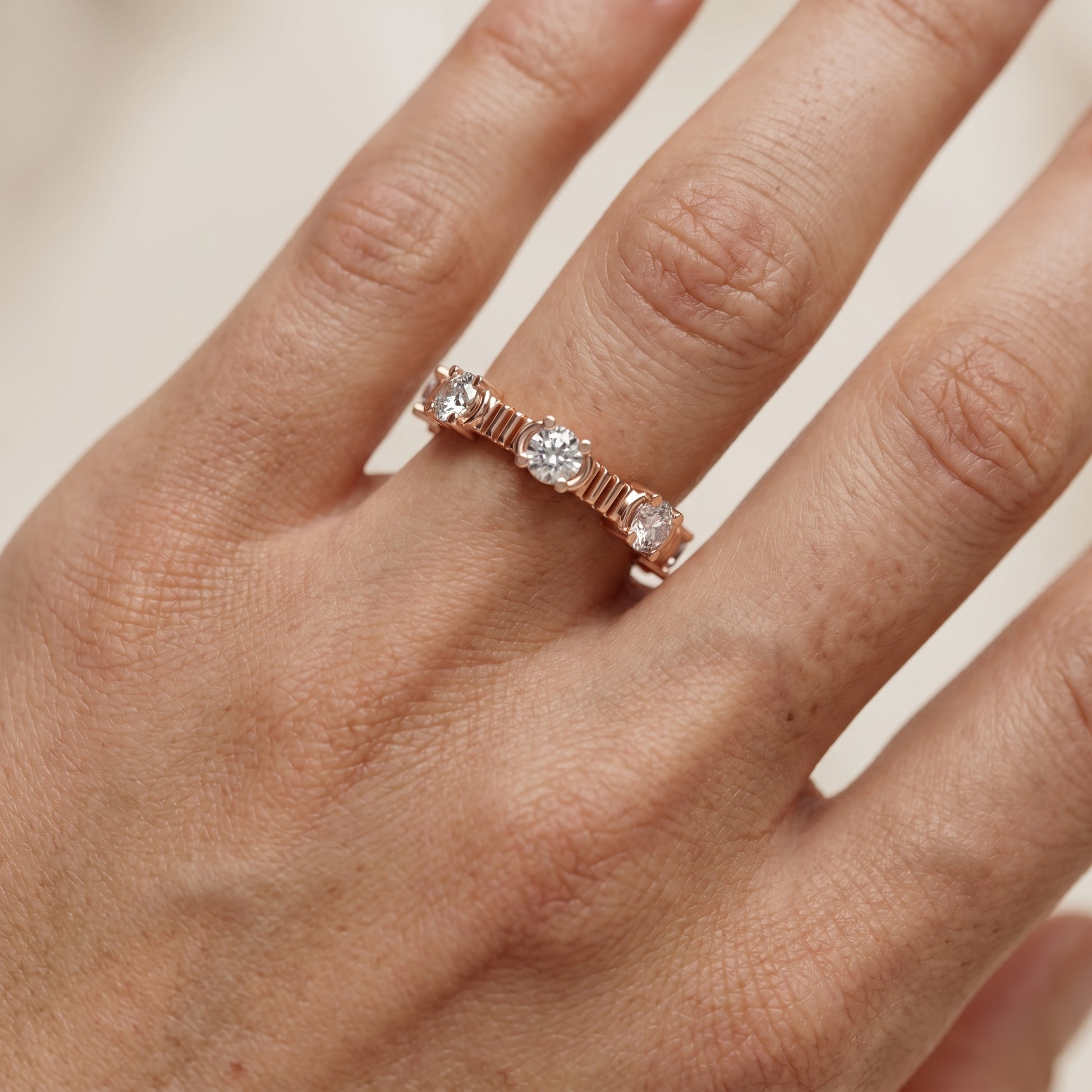 Round Cut Lab Grown Diamond Ring in Rose Gold