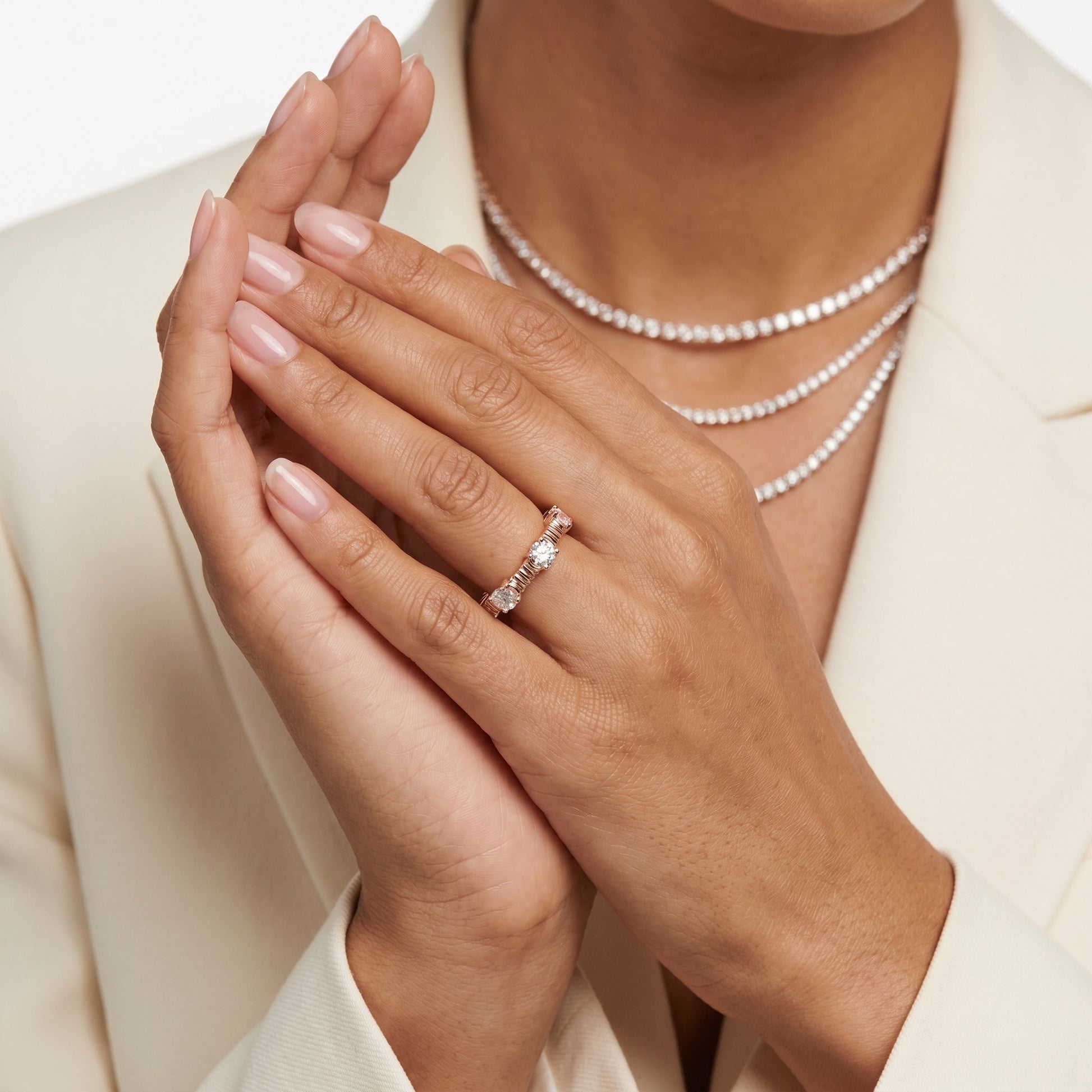 Round Cut Lab Grown Diamond Ring in Rose Gold