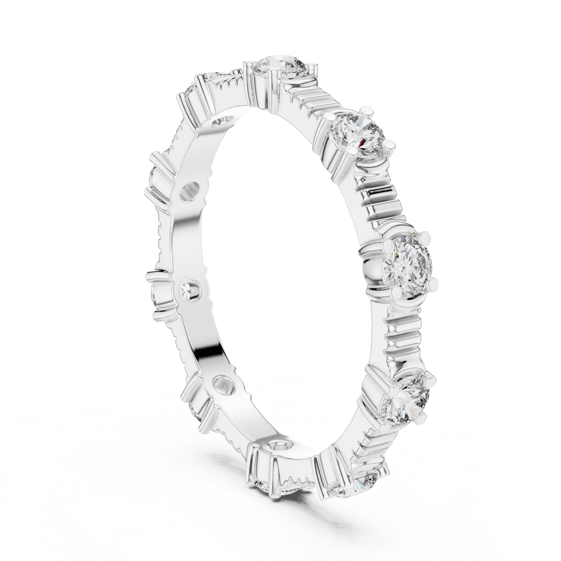 Round Cut Lab Grown Diamond Ring in White Gold
