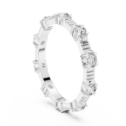 Round Cut Lab Grown Diamond Ring in Silver
