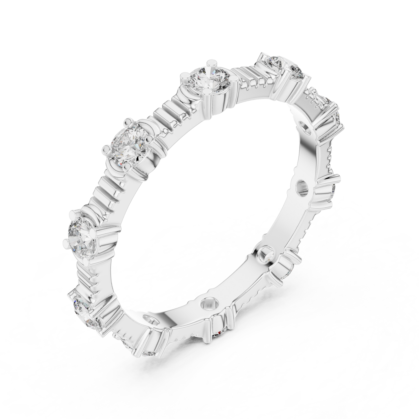 Round Cut Lab Grown Diamond Ring in White Gold