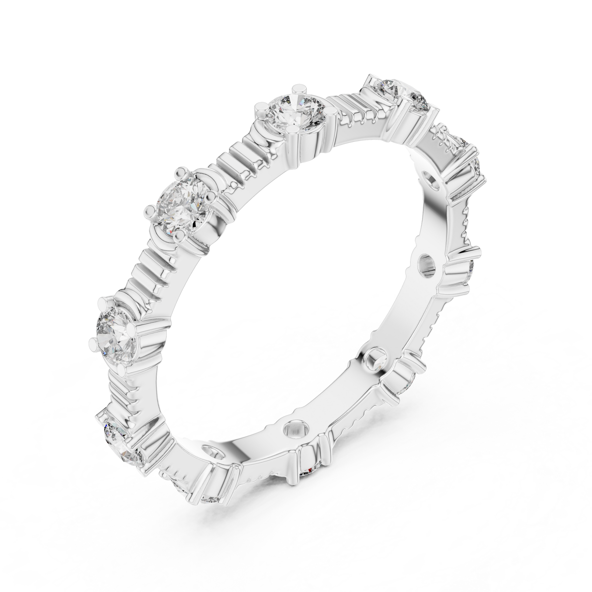 Round Cut Lab Grown Diamond Ring in White Gold