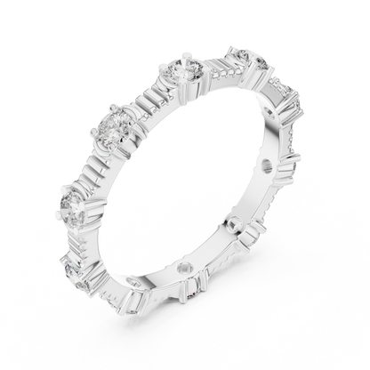 Round Cut Lab Grown Diamond Ring in Silver