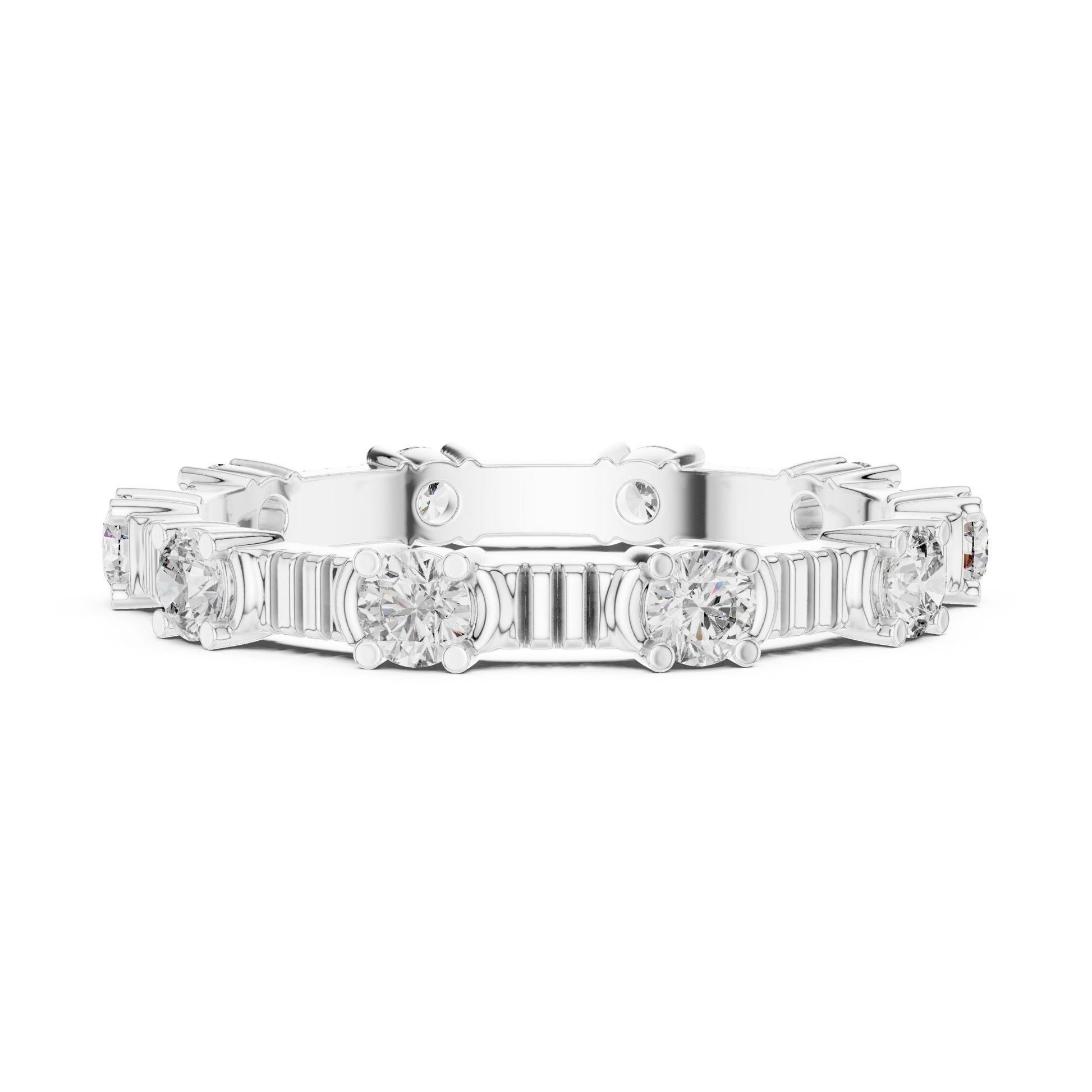 Round Cut Lab Grown Diamond Ring in Silver