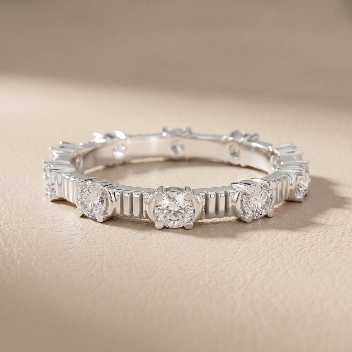 Round Cut Lab Grown Diamond Ring in White Gold