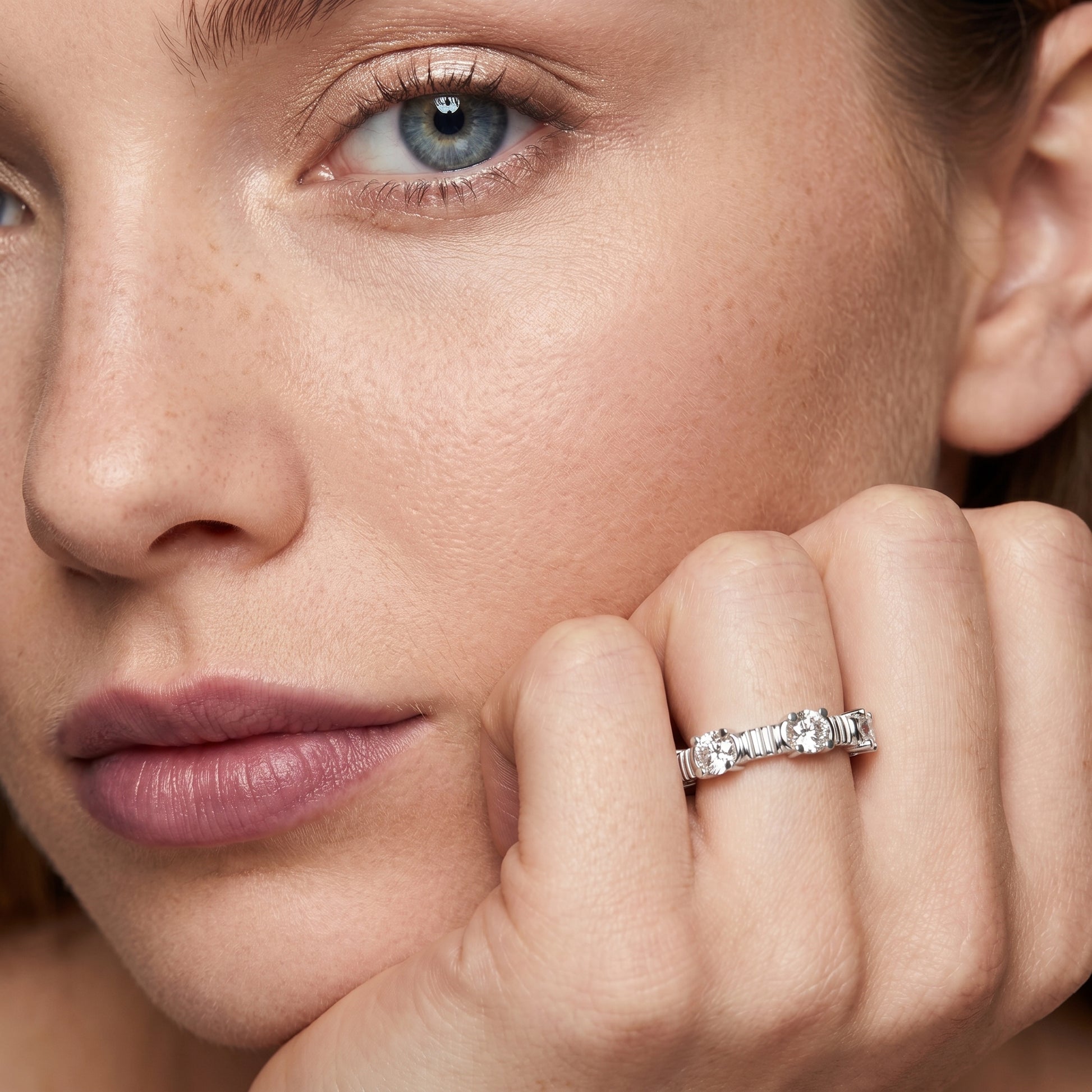 Round Cut Lab Grown Diamond Ring in White Gold