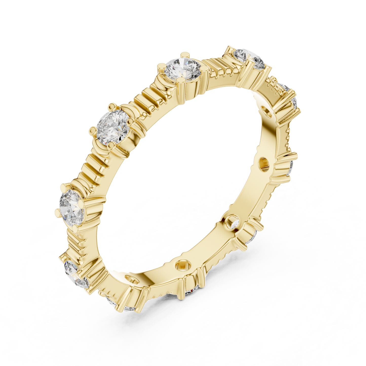 Round Cut Lab Grown Diamond Ring in Yellow Gold