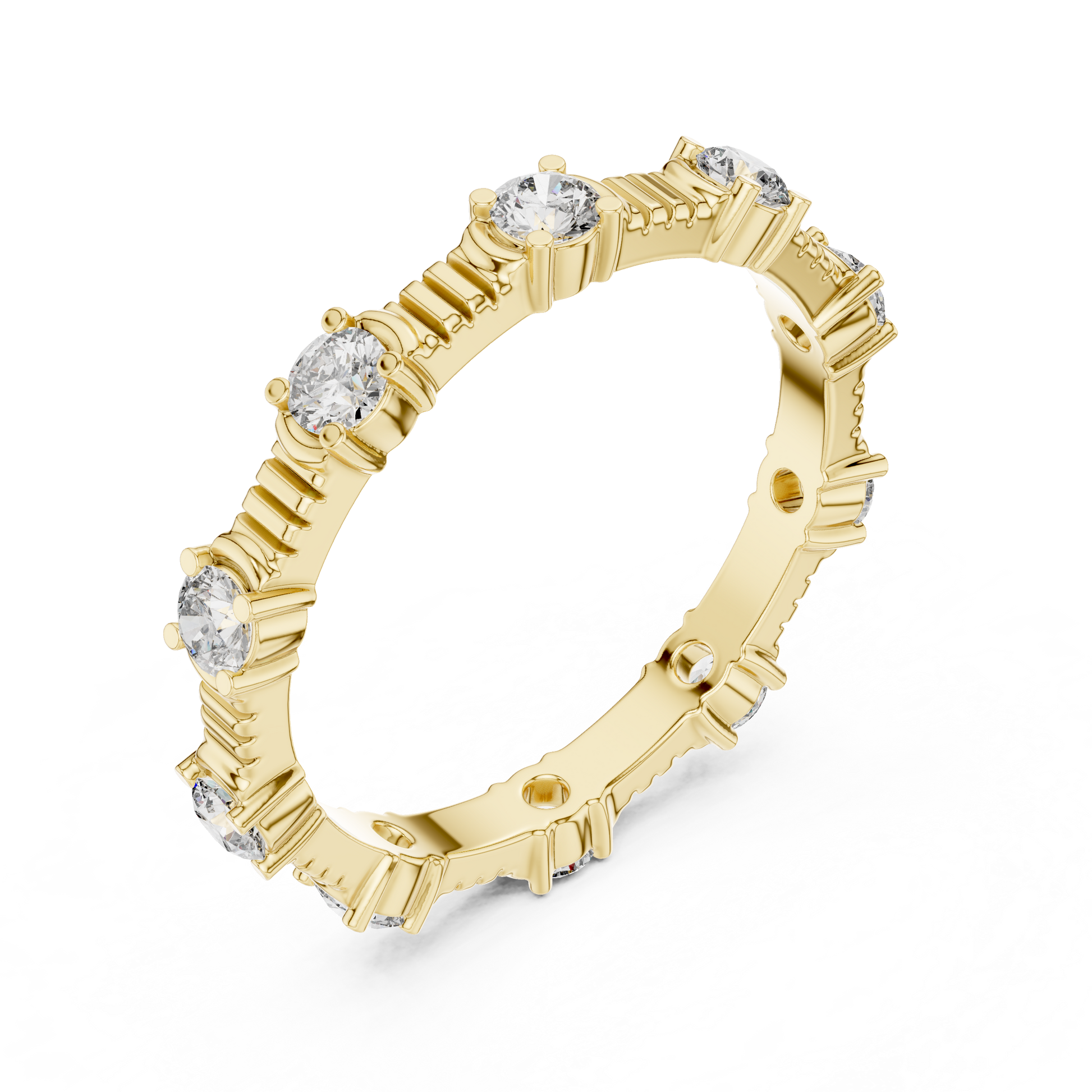 Round Cut Lab Grown Diamond Ring in Yellow Gold