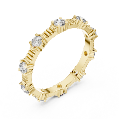 Round Cut Lab Grown Diamond Ring in Yellow Gold
