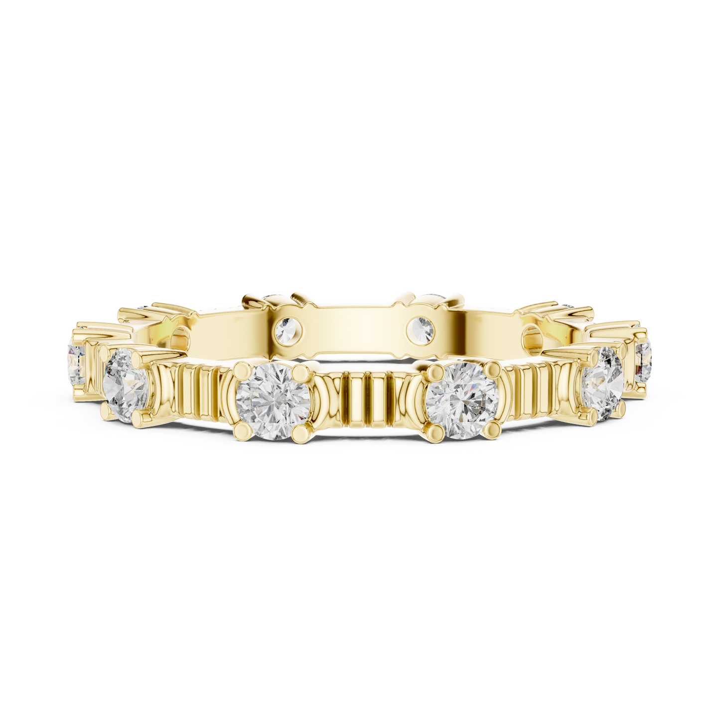 Round Cut Lab Grown Diamond Ring in Yellow Gold