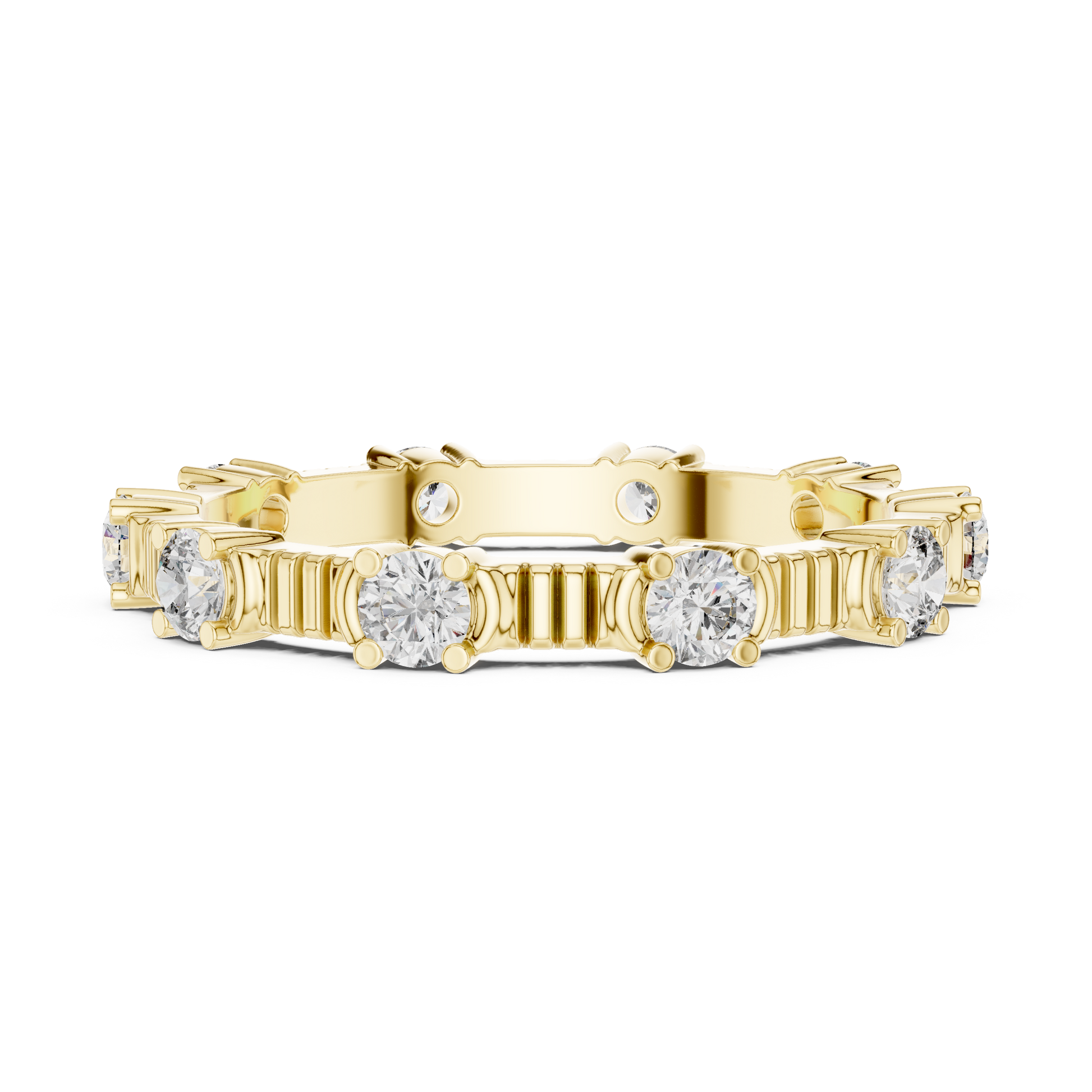 Round Cut Lab Grown Diamond Ring in Yellow Gold
