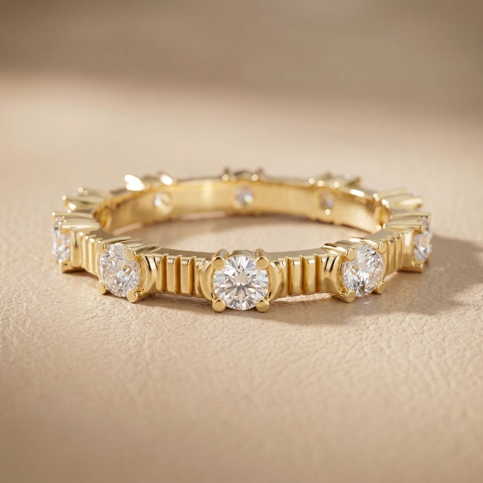 Round Cut Lab Grown Diamond Ring in Yellow Gold