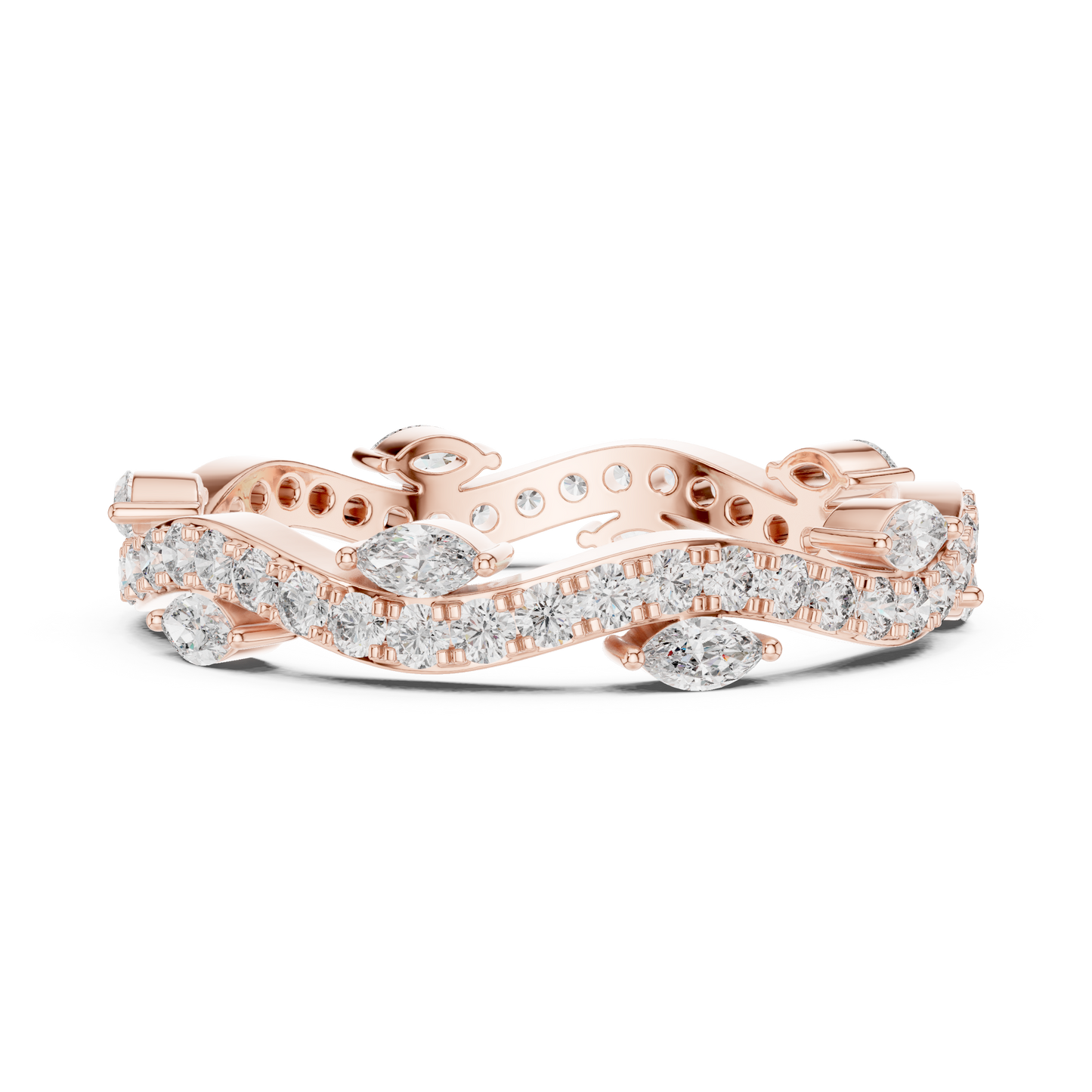 Marquise Round Cut Lab Grown Diamond Ring in Rose Gold