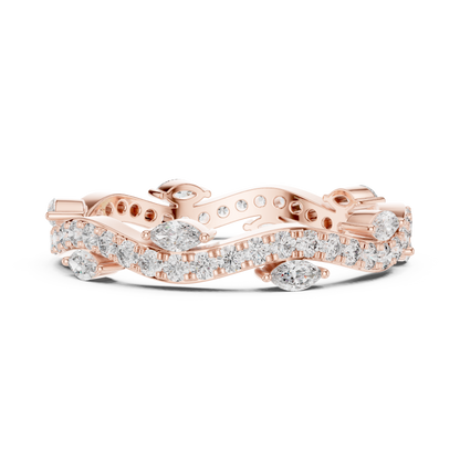 Marquise Round Cut Lab Grown Diamond Ring in Rose Gold