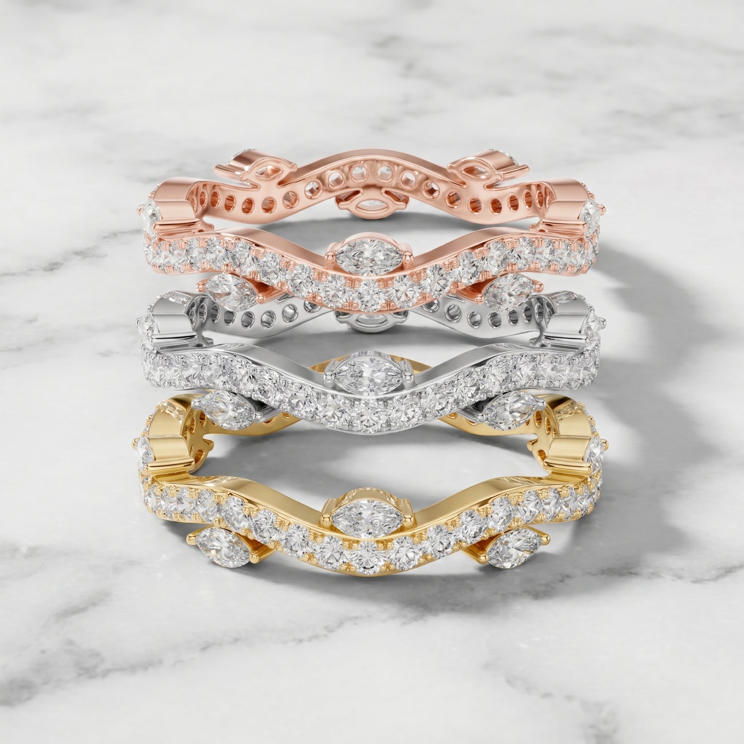 Marquise Round Cut Lab Grown Diamond Ring in White Gold