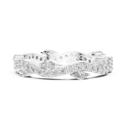 Marquise Round Cut Lab Grown Diamond Ring in White Gold