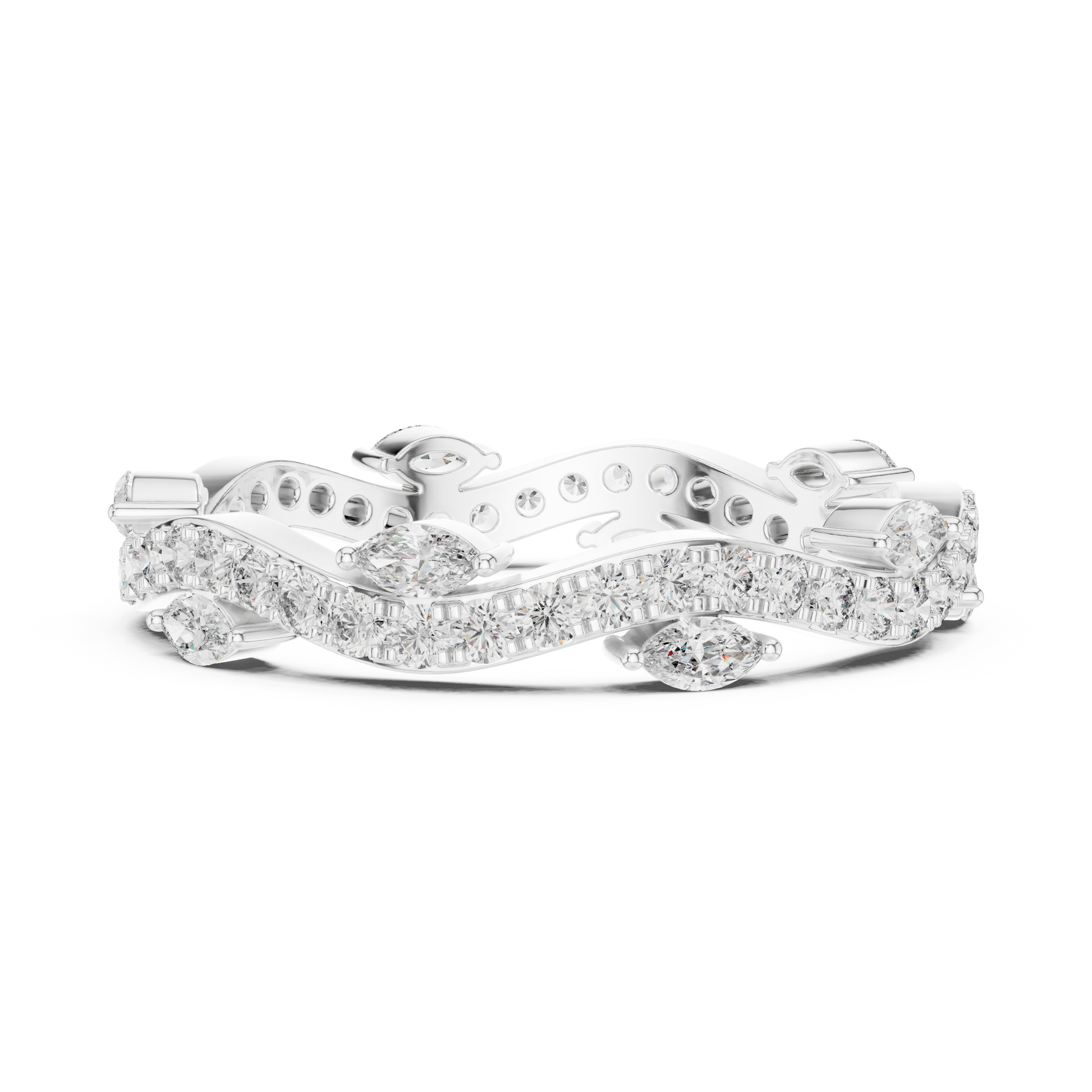 Marquise Round Cut Lab Grown Diamond Ring in Silver