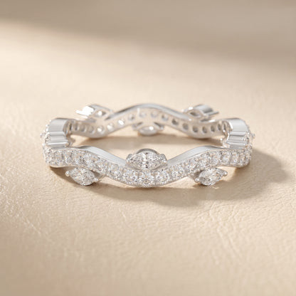 Marquise Round Cut Lab Grown Diamond Ring in White Gold