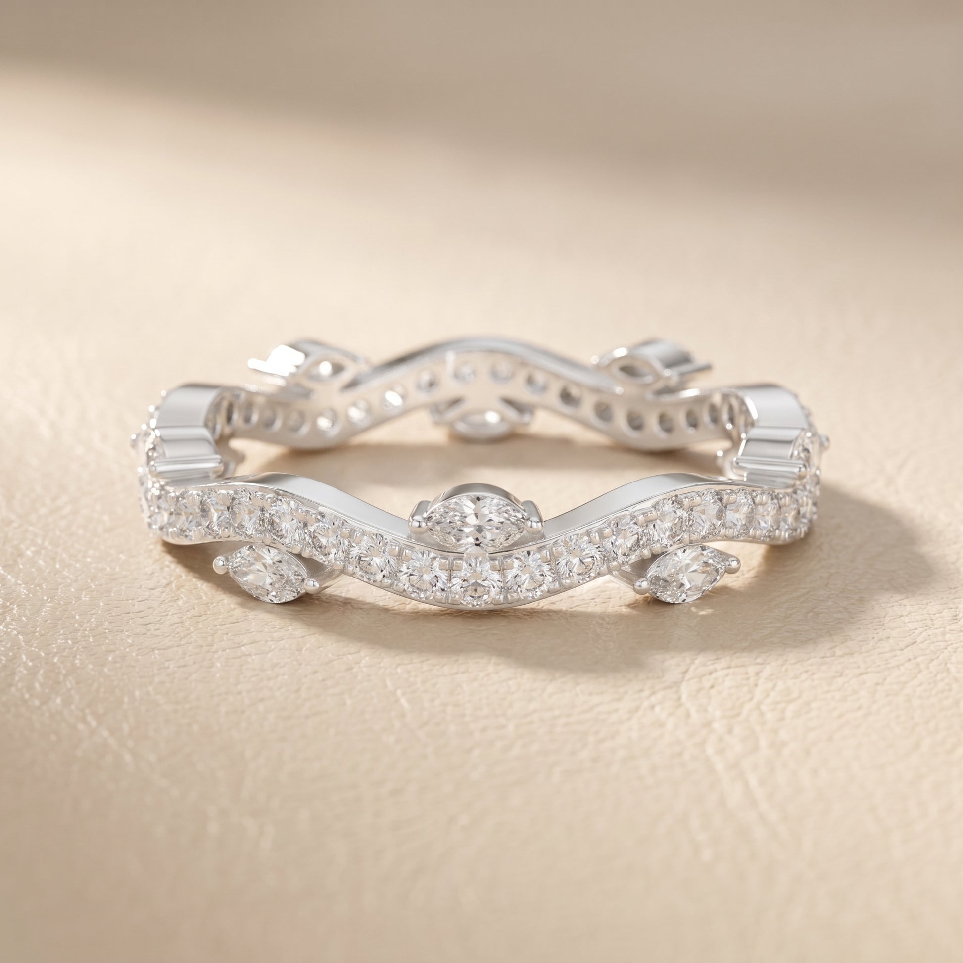 Marquise Round Cut Lab Grown Diamond Ring in Platinum