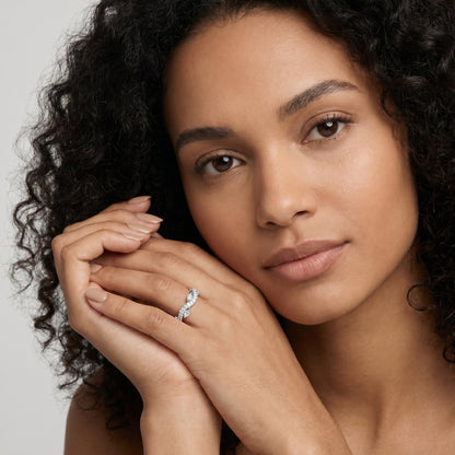 Marquise Round Cut Lab Grown Diamond Ring in White Gold