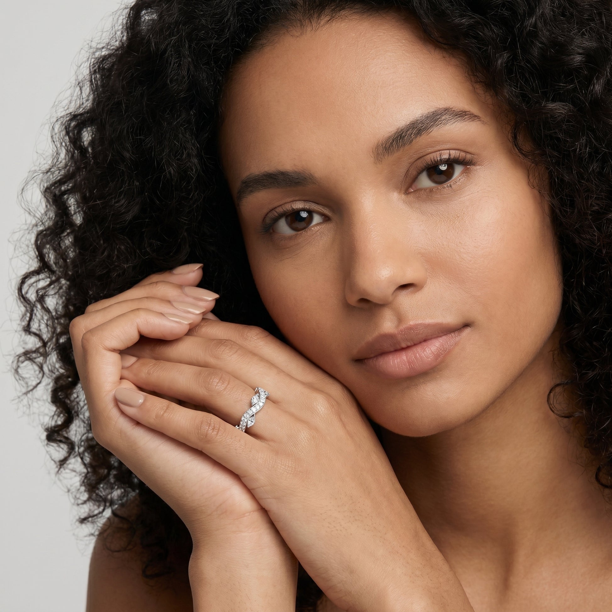 Marquise Round Cut Lab Grown Diamond Ring in Silver