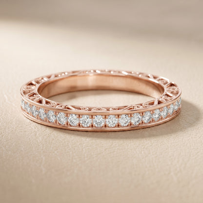 Round Cut Lab Grown Diamond Ring in Rose Gold