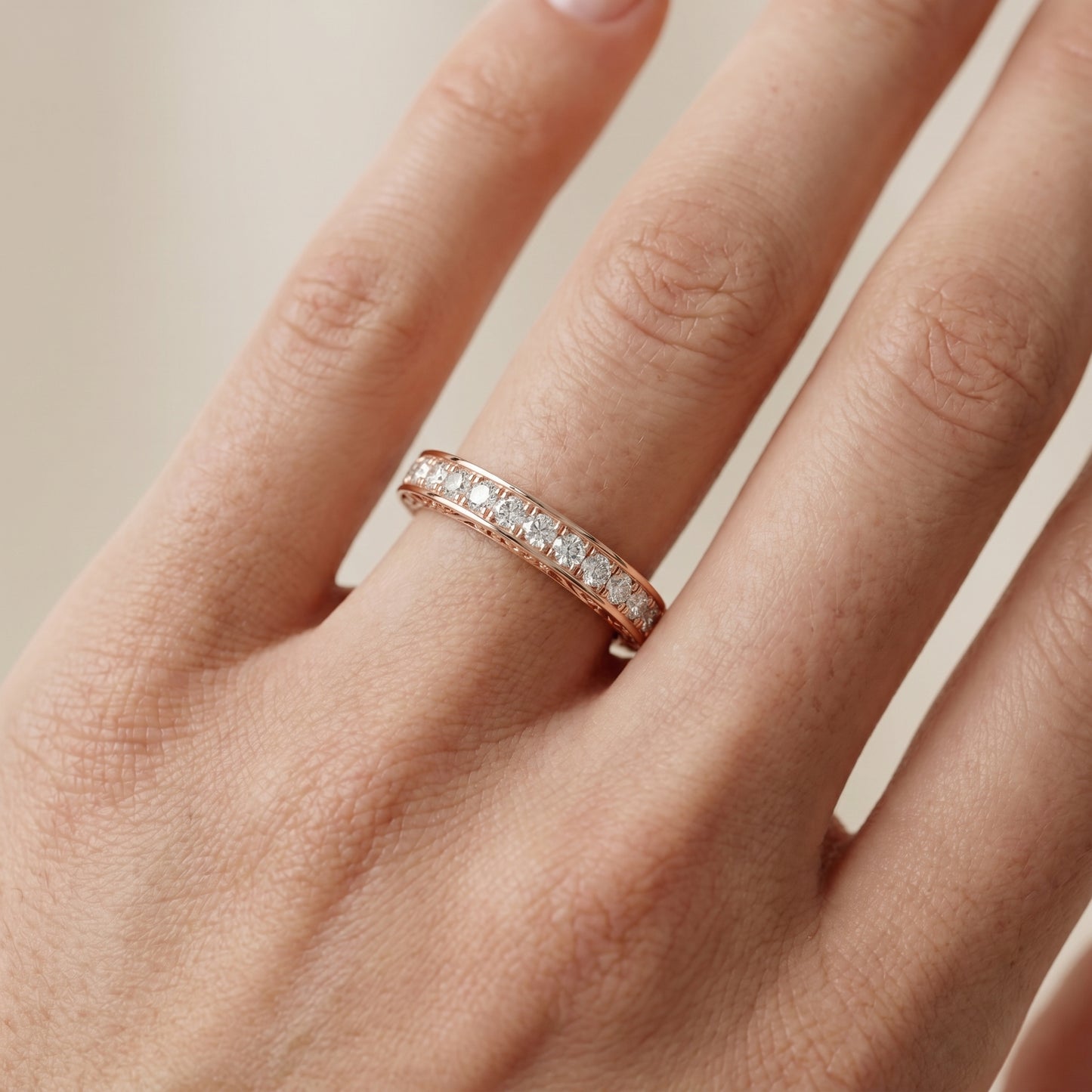 Round Cut Lab Grown Diamond Ring in Rose Gold