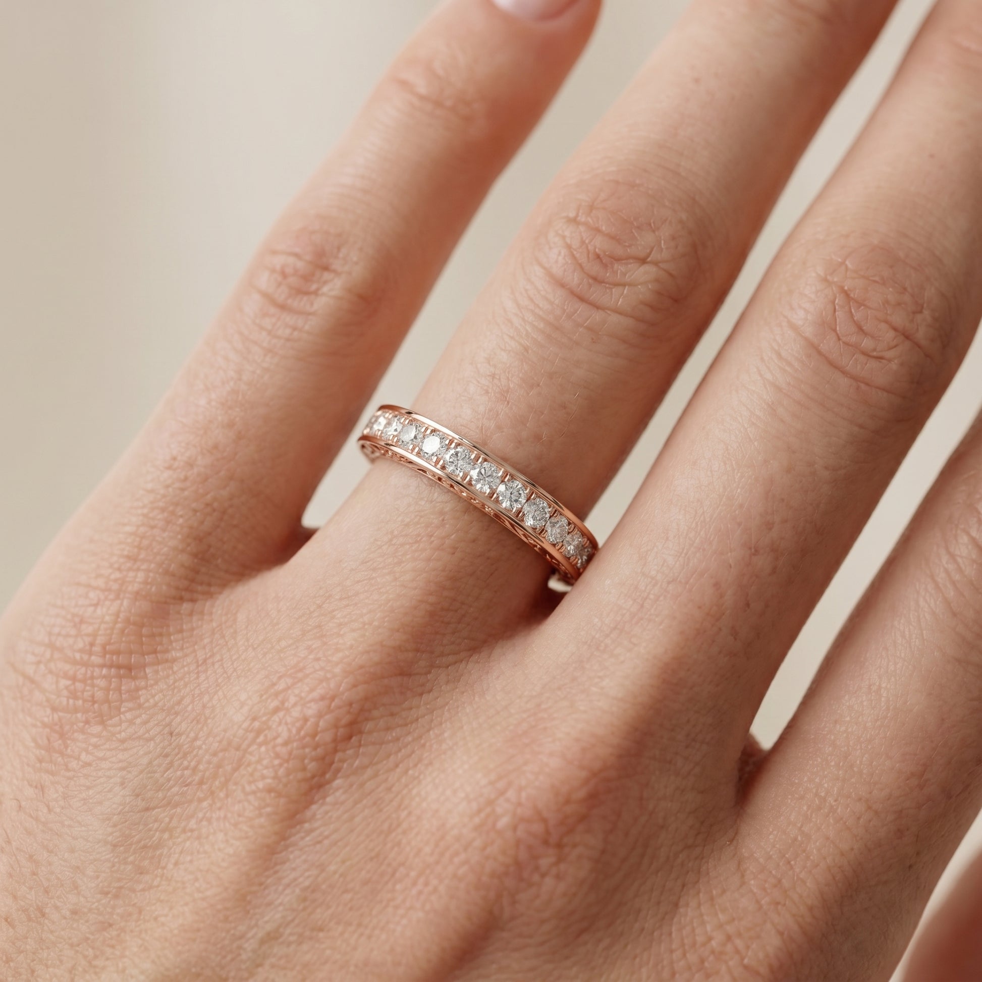 Round Cut Lab Grown Diamond Ring in Rose Gold