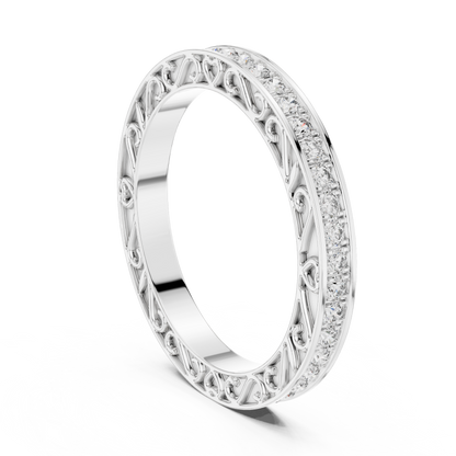 Round Cut Lab Grown Diamond Ring in White Gold
