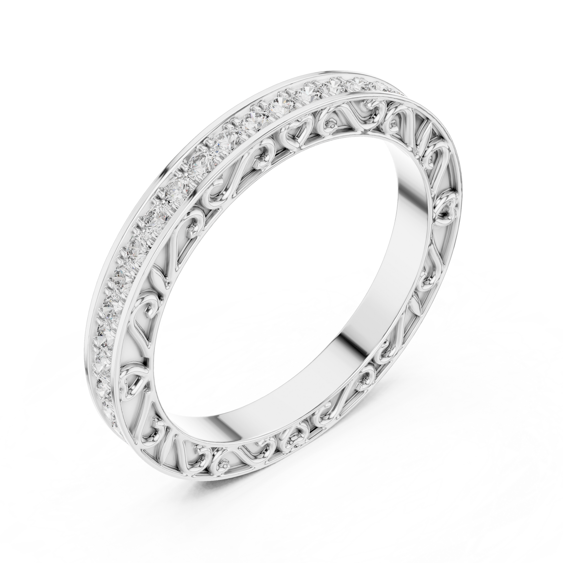 Round Cut Lab Grown Diamond Ring in White Gold