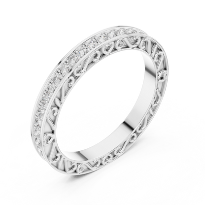 Round Cut Lab Grown Diamond Ring in White Gold