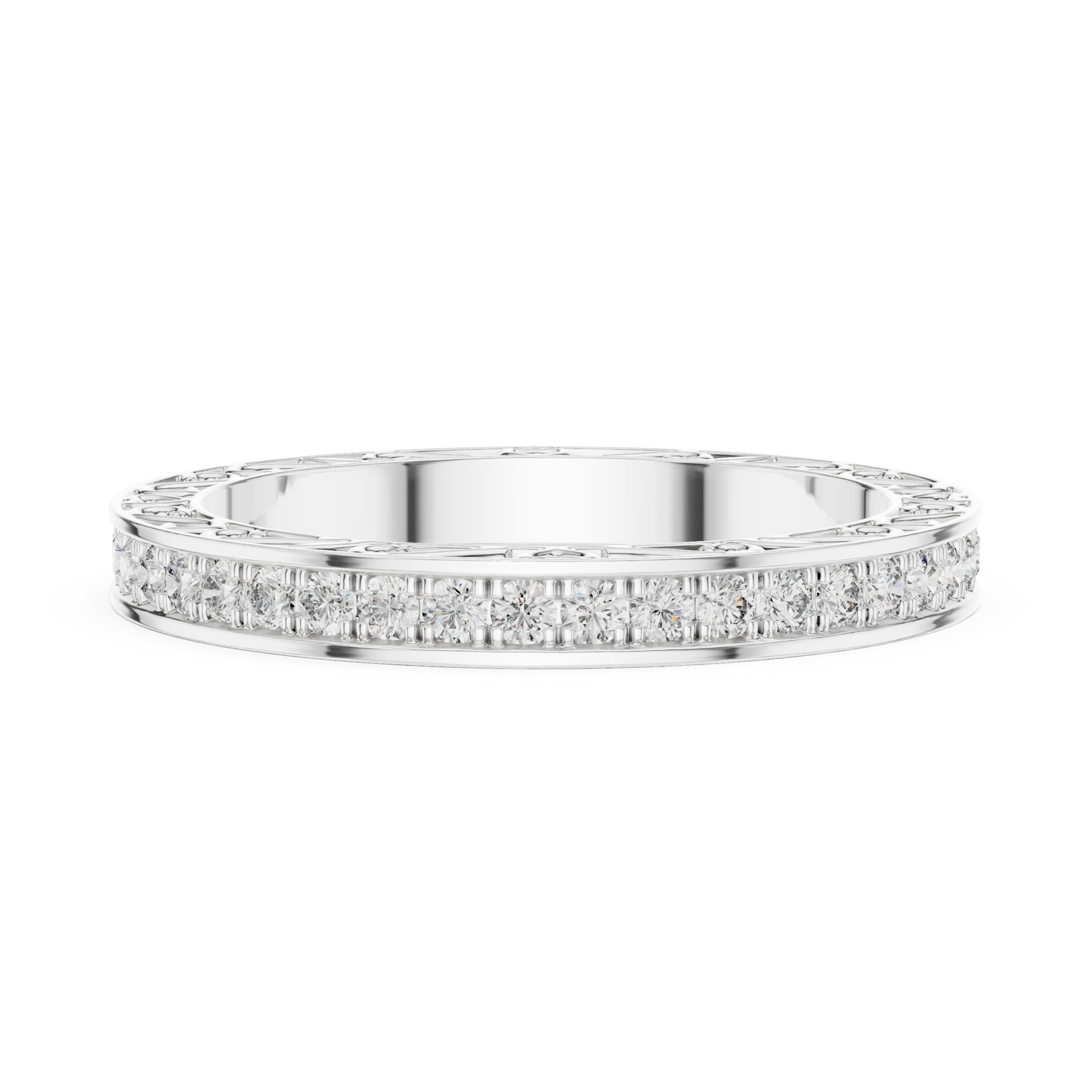 Round Cut Lab Grown Diamond Ring in Silver