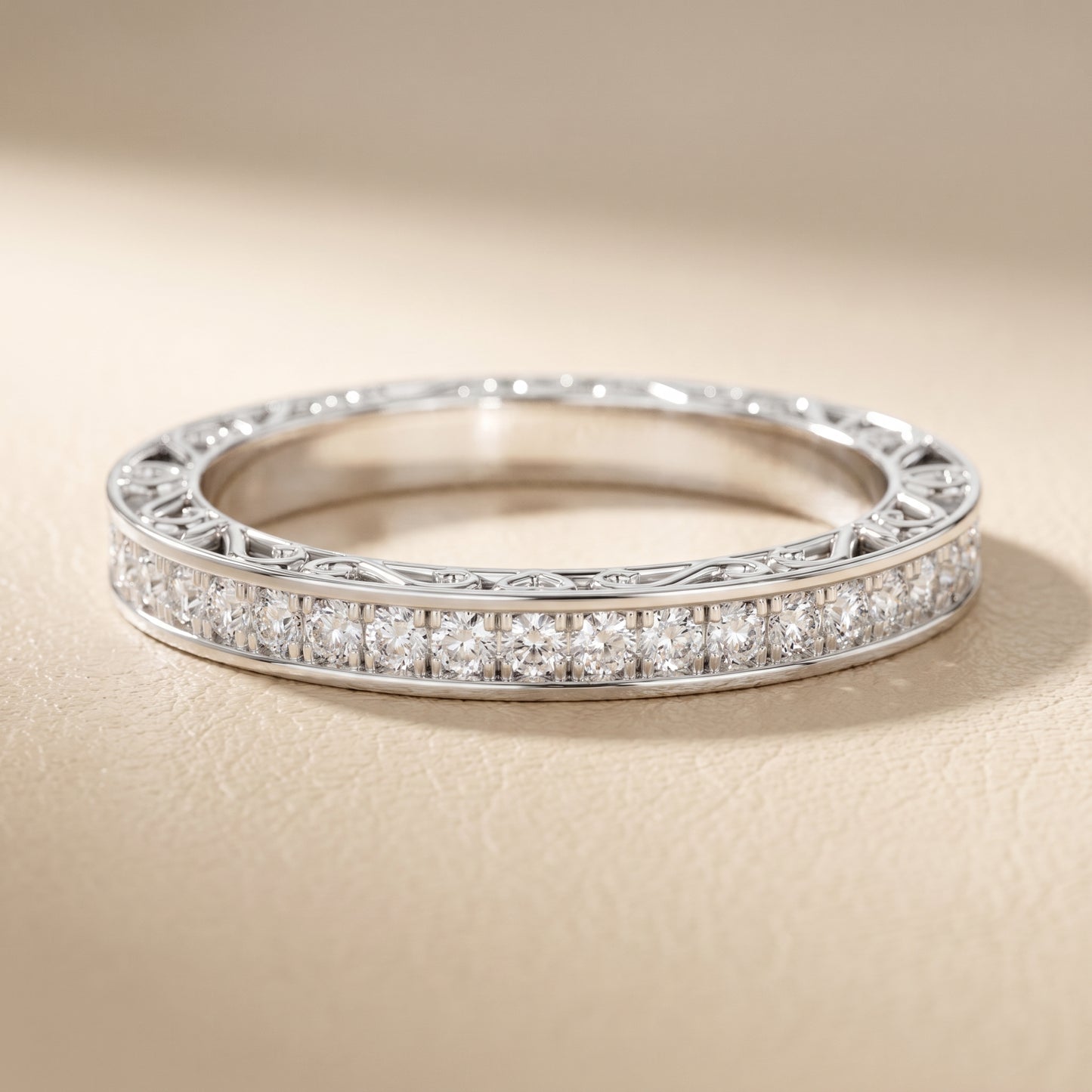 Round Cut Lab Grown Diamond Ring in White Gold
