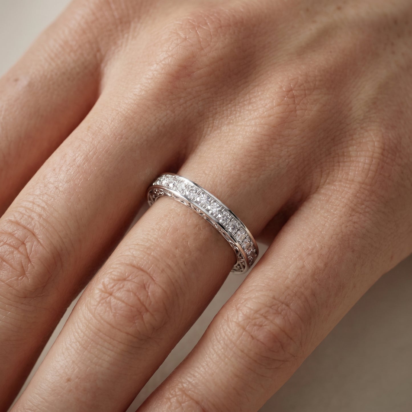 Round Cut Lab Grown Diamond Ring in White Gold