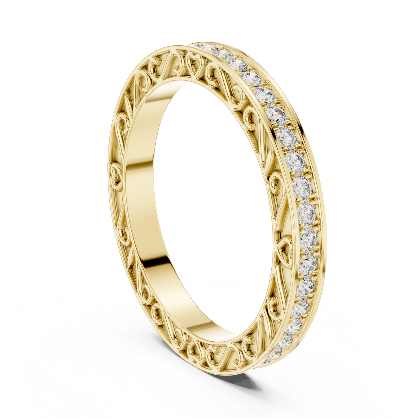 Round Cut Lab Grown Diamond Ring in Yellow Gold